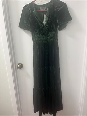 Forest Green Velvet Maxi Dress - Anthropologie Somerset dress
